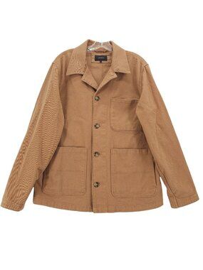 QUINCE Organic Comfort Stretch Chore Jacket Tobacco Brown Men's LARGE